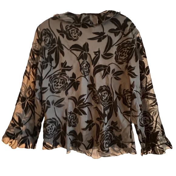 Women's Y2K Black Velvet Burnout Floral Top Sz XL Whimsigoth Fairy Goth Witchy - Picture 13 of 16